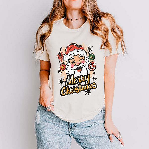 

Футболка с принтом Merry Christmas Santa Wink Simply Sage Market, Cream, Зеленый, Футболка с принтом Merry Christmas Santa Wink Simply Sage Market, Cream