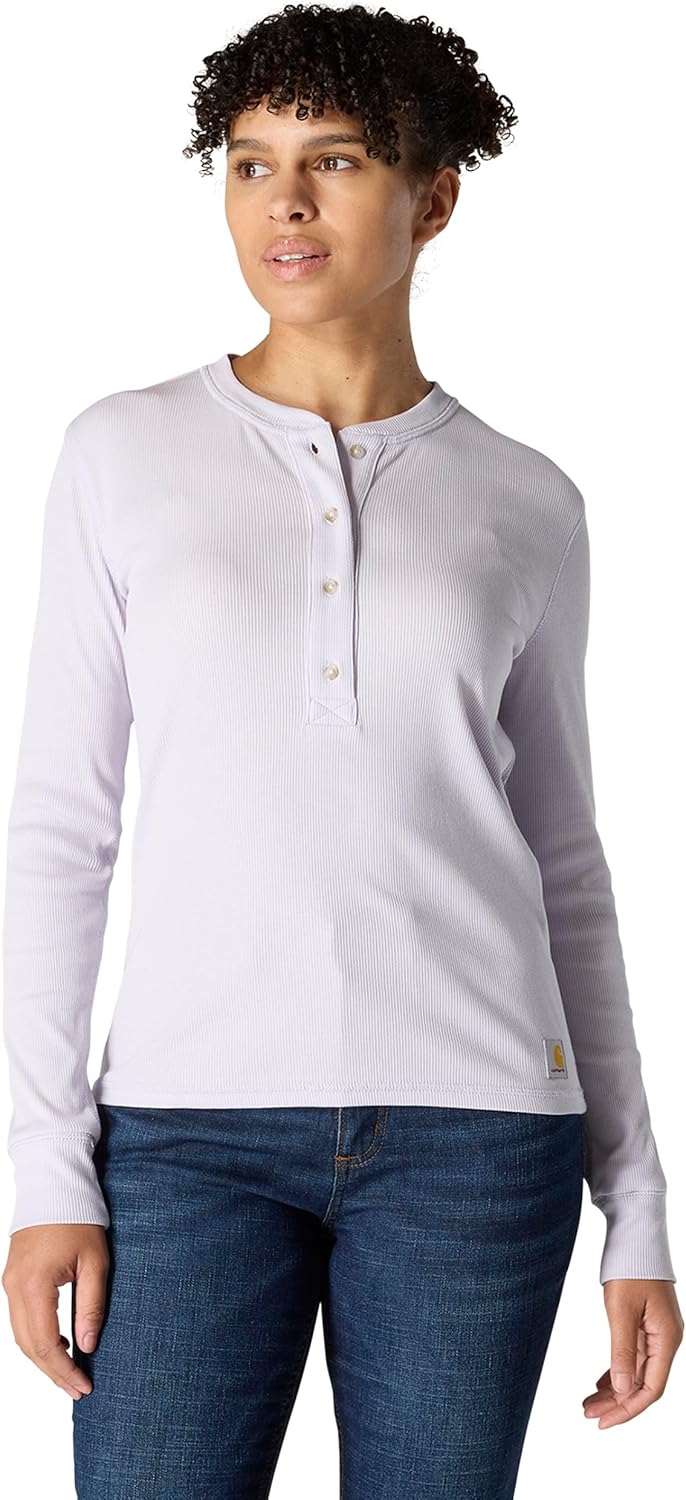 

Футболка Carhartt Women's TENCEL Fiber Series Relaxed Fit Long-Sleeve Ribbed Henley, Mica