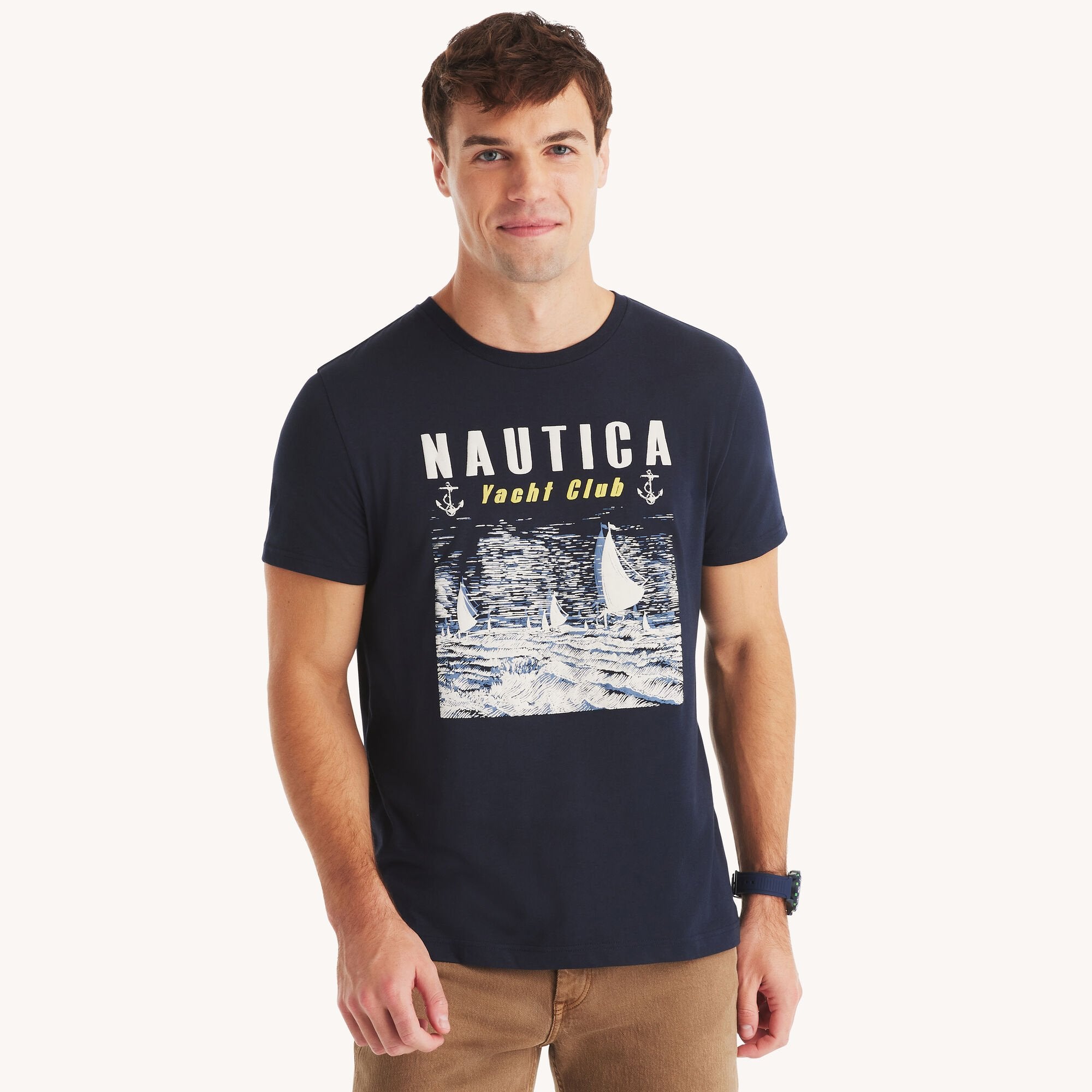 

Футболка с рисунком яхт-клуба Nautica Mens, темно-синий