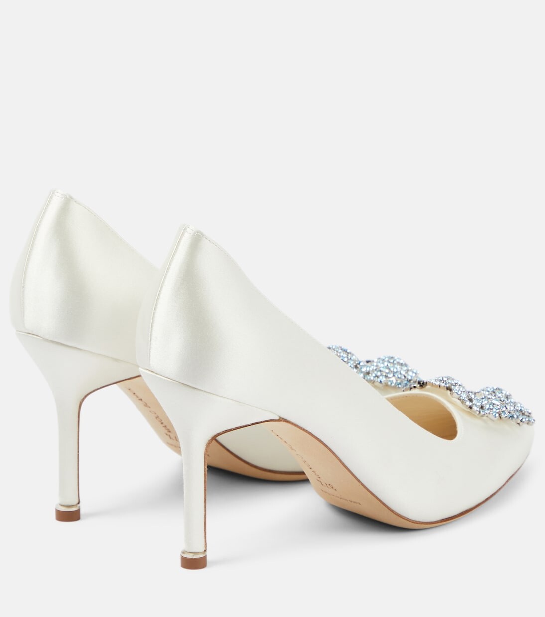 Атласные туфли bridal hangisi 90 с декором Manolo Blahnik, белый — фото 3