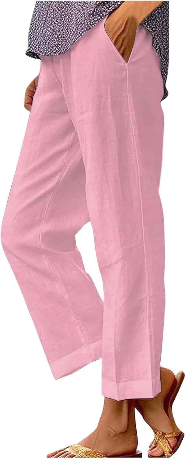 

Женские летние брюки с кулиской из льна и хлопка, широкие LCMTWX