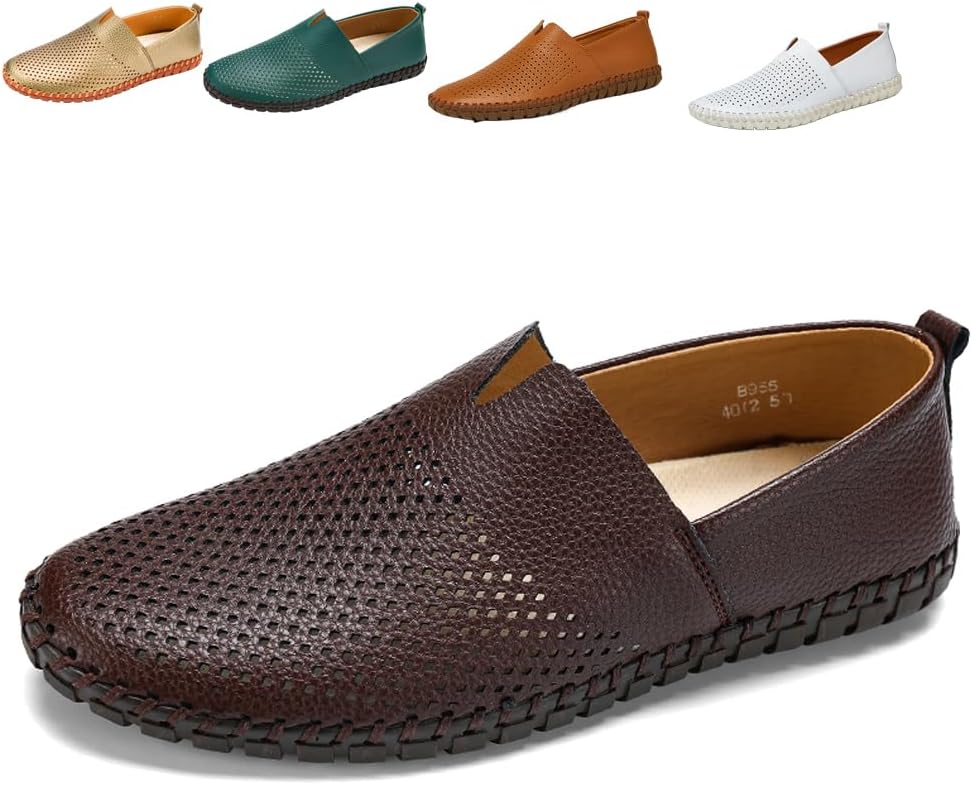 

Мужские кожаные мокасины для вождения, повседневные слипоны Noblespirit, темно-коричневый