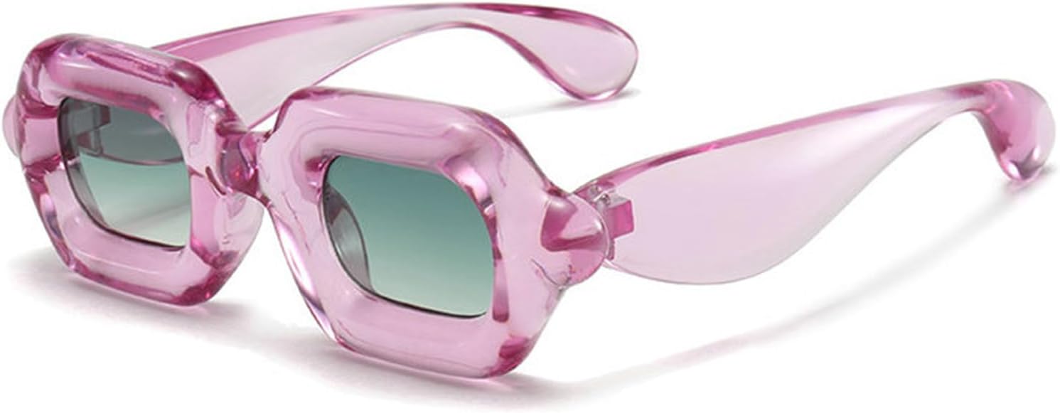 

COTIA Милые квадратные надувные солнцезащитные очки для женщин и мужчин, модные массивные солнцезащитные очки в стиле ретро с толстой оправой, хип-хоп, Y2K, забавные очки, Purple