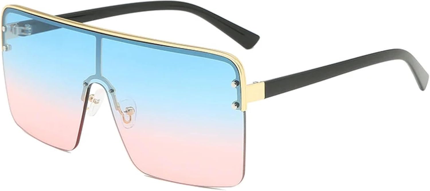 

Модные солнцезащитные очки большого размера для женщин и мужчин, трендовые, роскошные, цельные, для летнего пляжного отдыха, солнцезащитные очки UV400 TKKTLLT, Black Blue Pink