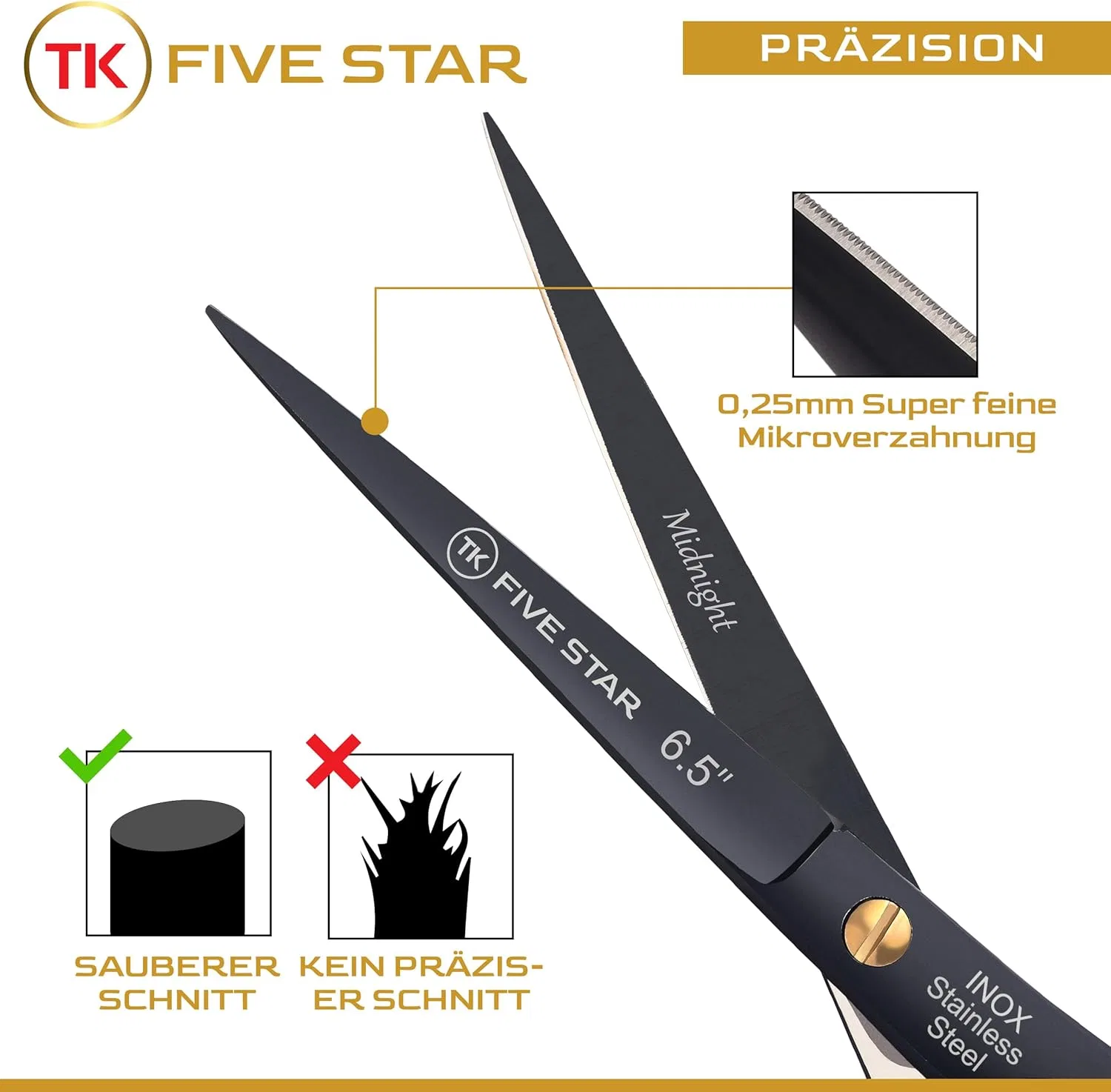 Парикмахерские ножницы «Five Star Midnight Premium» 6.5 дюймов от TK Tk Five Star Solingen — фото 4