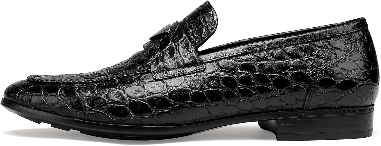 Лоферы с крокодиловым принтом, из натуральной кожи, Black — фото 3