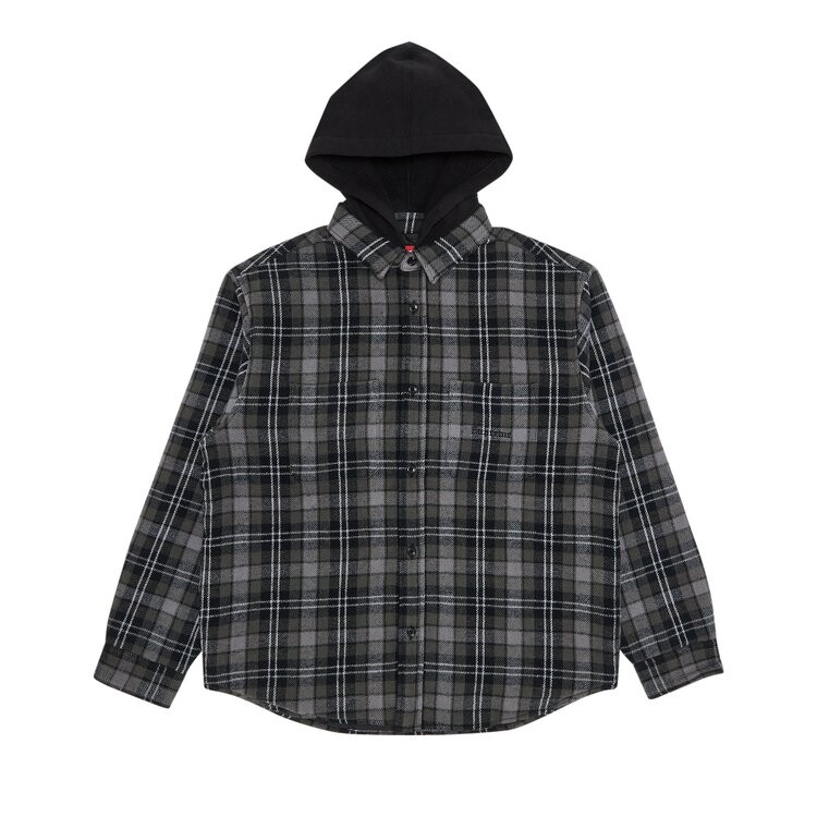 

Рубашка Supreme Tartan Flannel Hooded 'Black', черный