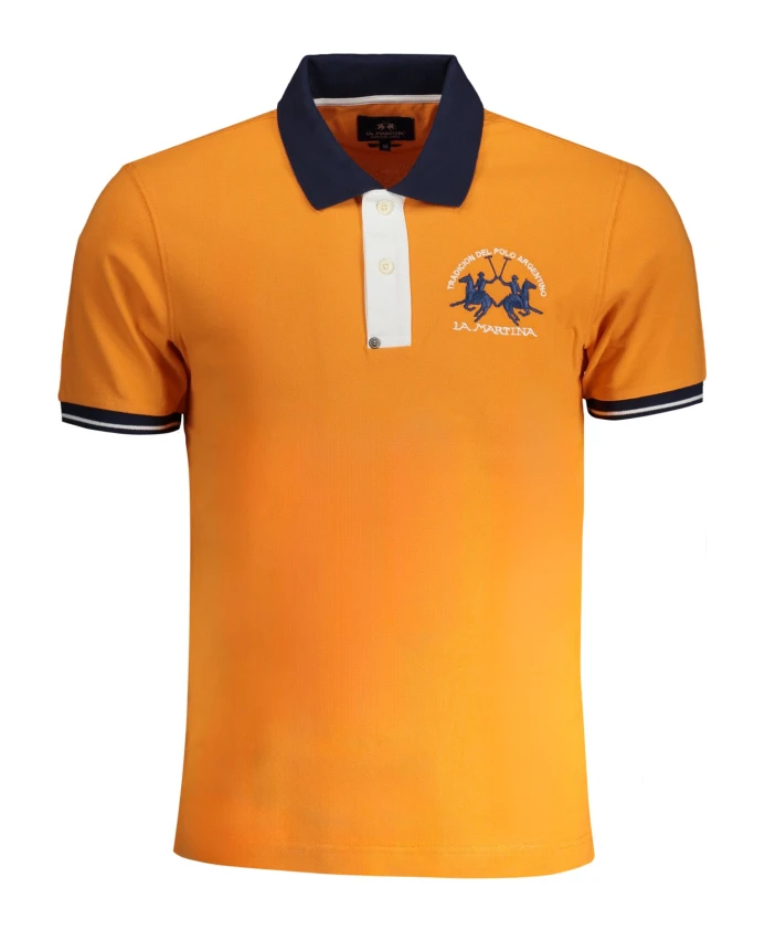 

Оранжевая рубашка-поло с короткими рукавами, вышитая La Martina, оранжевый