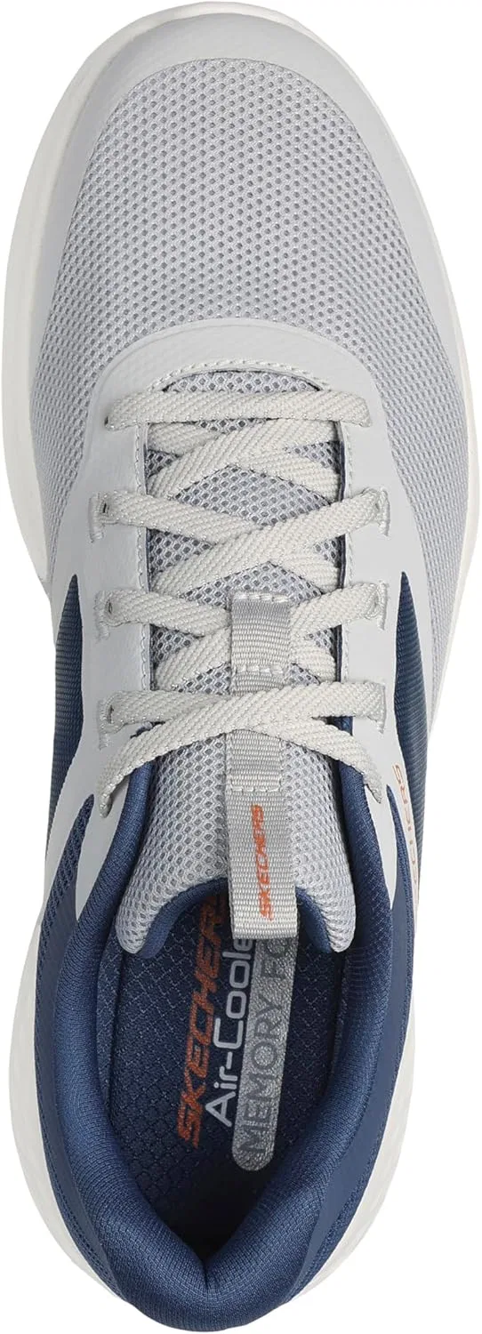 Кроссовки Skechers 232594 New Century серые с темно-синими шнурками из ткани с эффектом памяти — фото 2