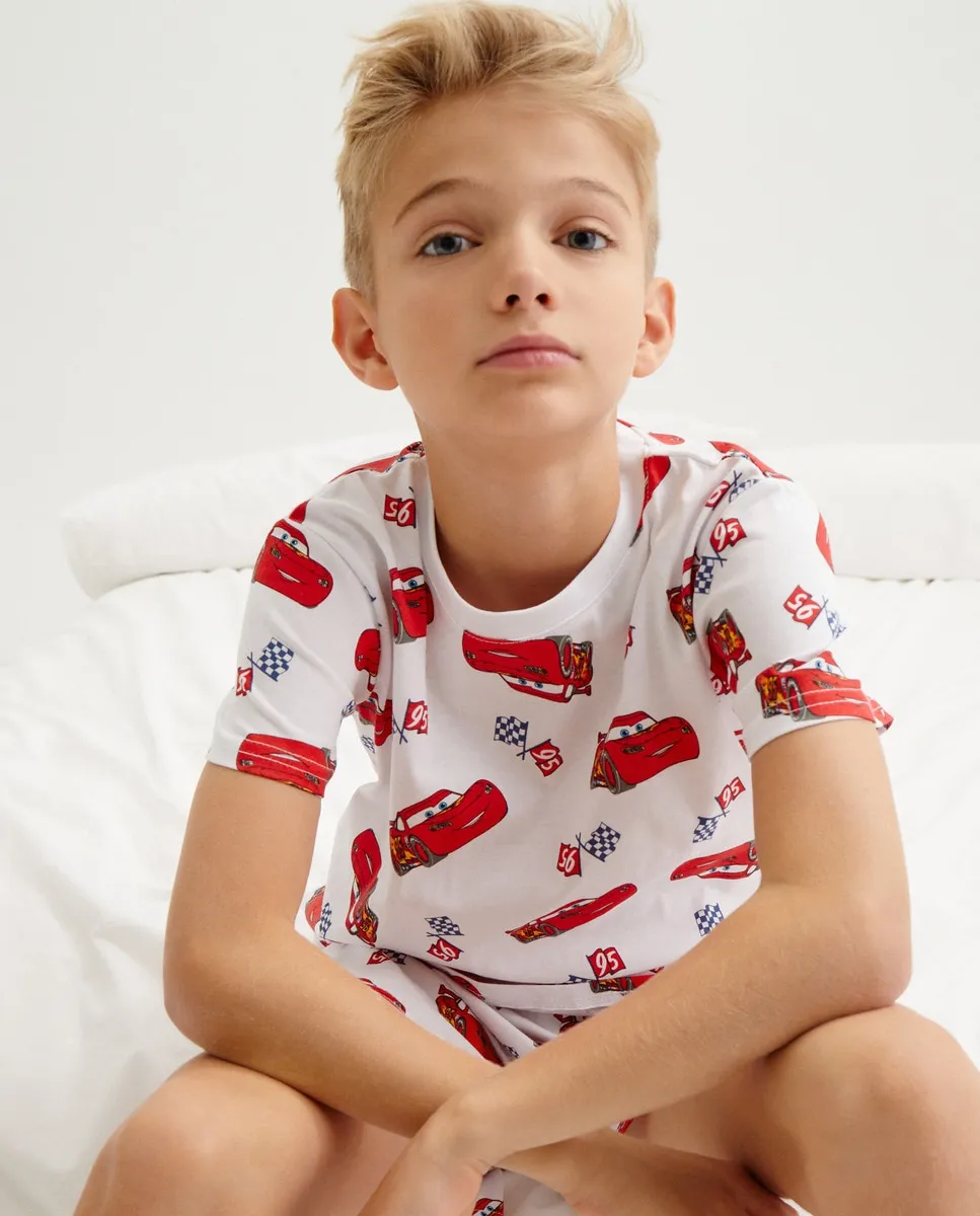 

Короткая пижама для мальчика с изображением машин Cotton Juice, мультиколор