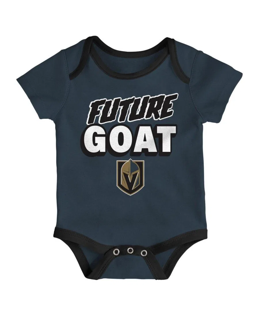 Комплект из 3 бодиков для мальчиков и девочек с символикой команды Vegas Golden Knights "Loyal Buddies" Outerstuff, черный — фото 3