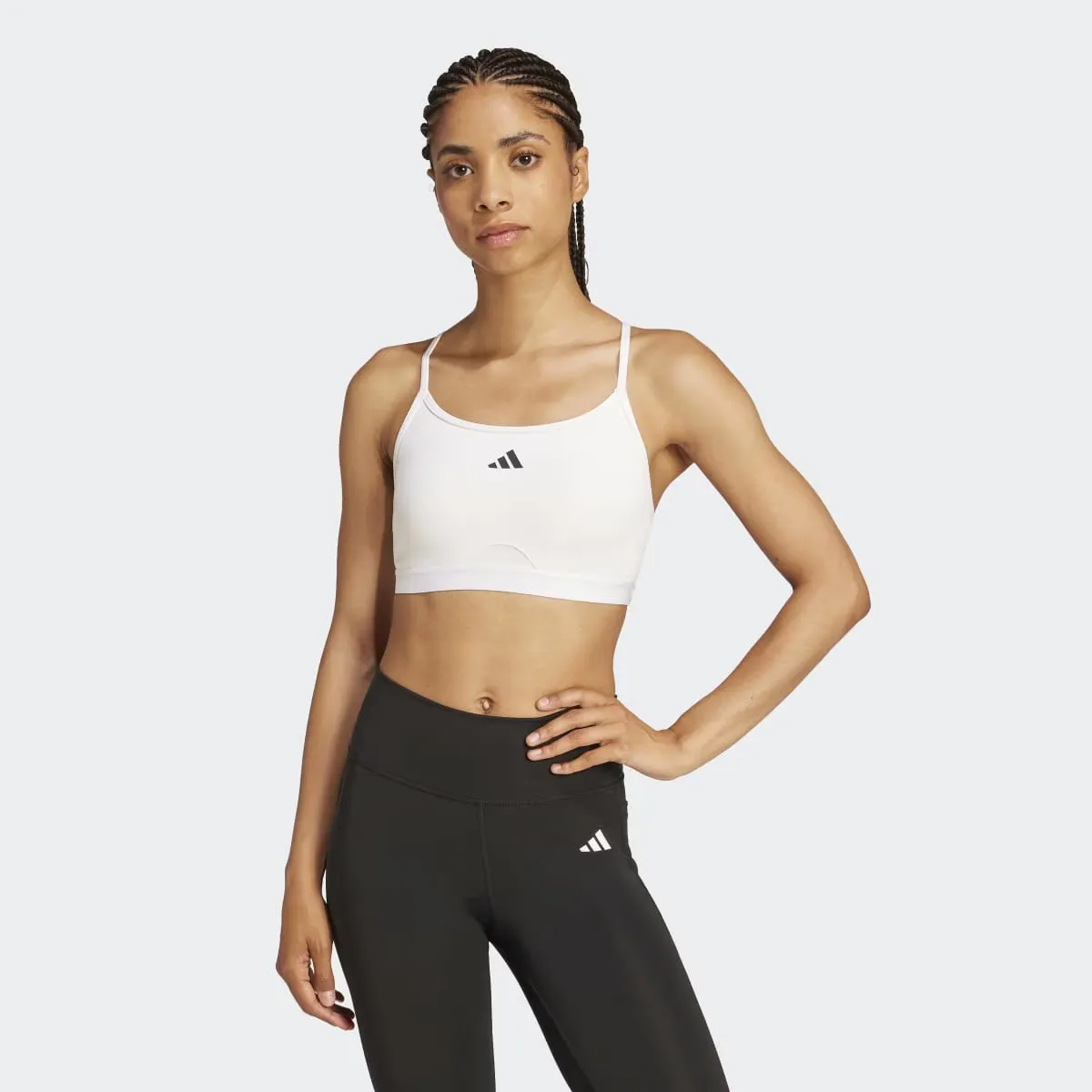 

Aeroreact Training спортивный бюстгальтер 3 полоски Adidas, белый