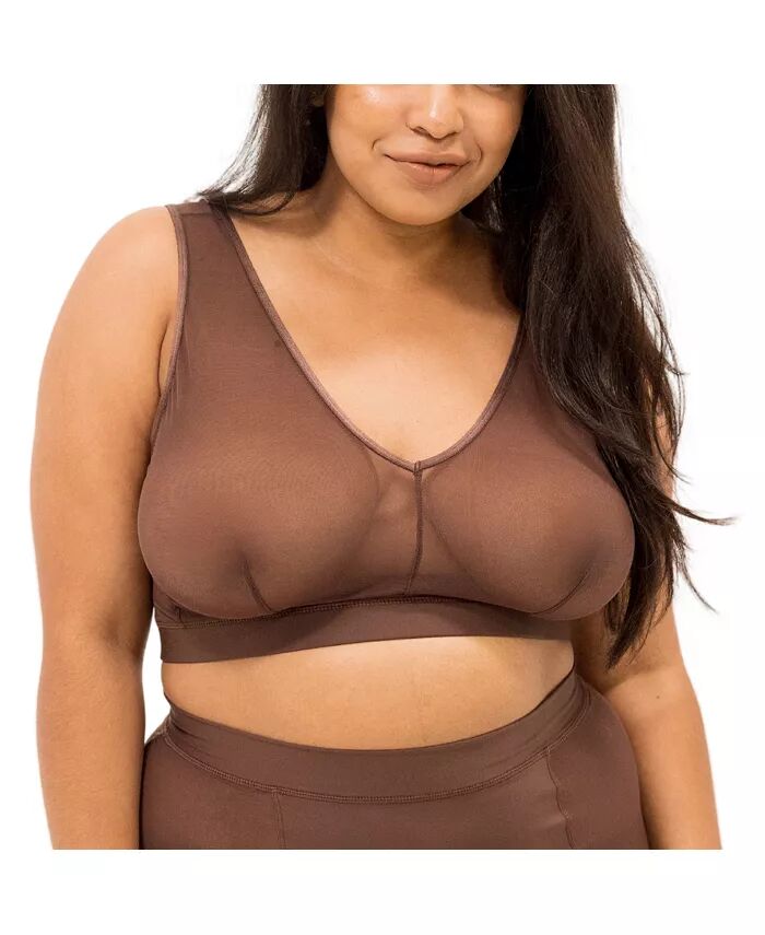 

Бюстгальтер-топ без застежек Nude Shade Wireless Comfort Mesh Naked Rebellion, коричневый