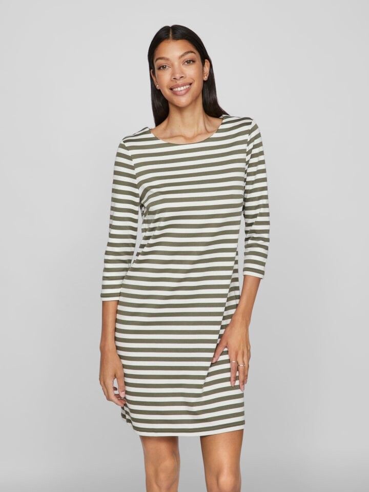 

Платье до колена Vila Kurzes Casual Kleid mit Rundhals und 3/4 Ärmel Design, оливковый