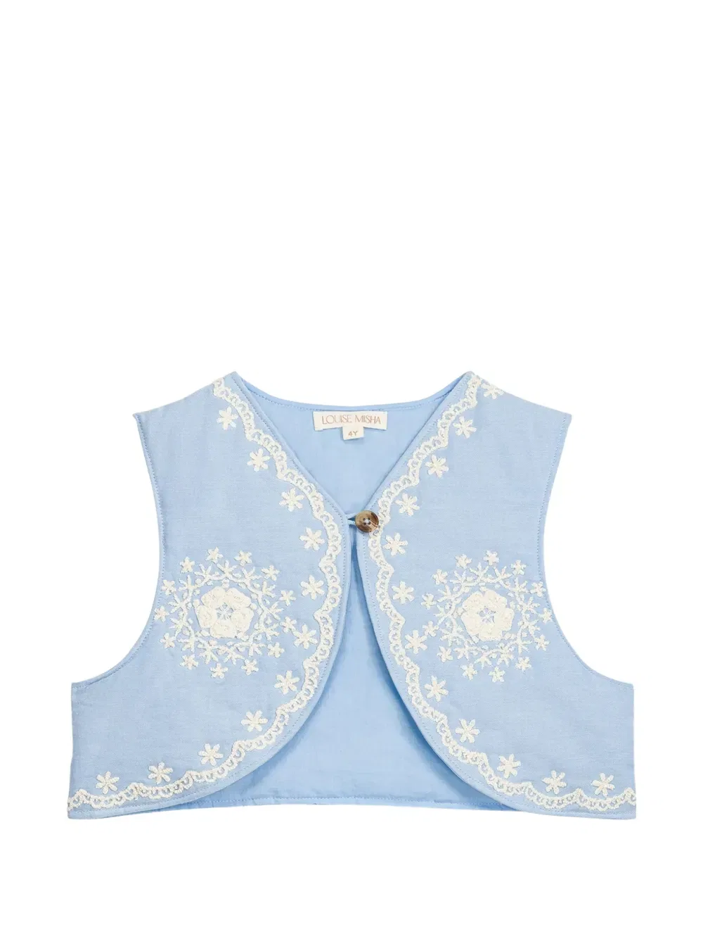 Жилет с вышитой кружевной отделкой Louise Misha Kids, синий