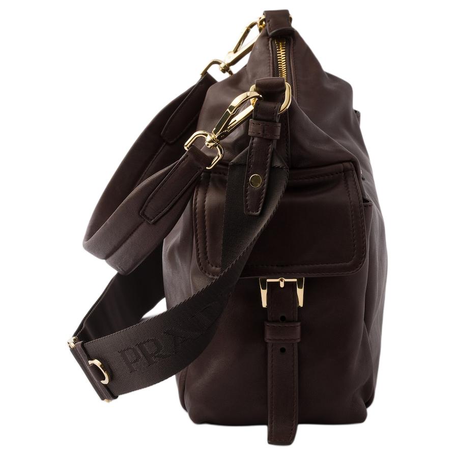 Исследуйте большую женскую сумку из овчины коричневого цвета PRADA, Set (Bag+Dust Bag) — фото 4
