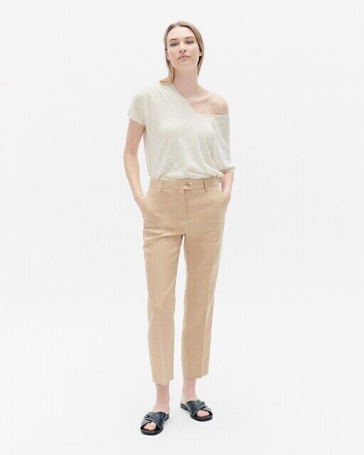 

Женские узкие брюки 100% лен кроя 7/8 Caroll, бежевый