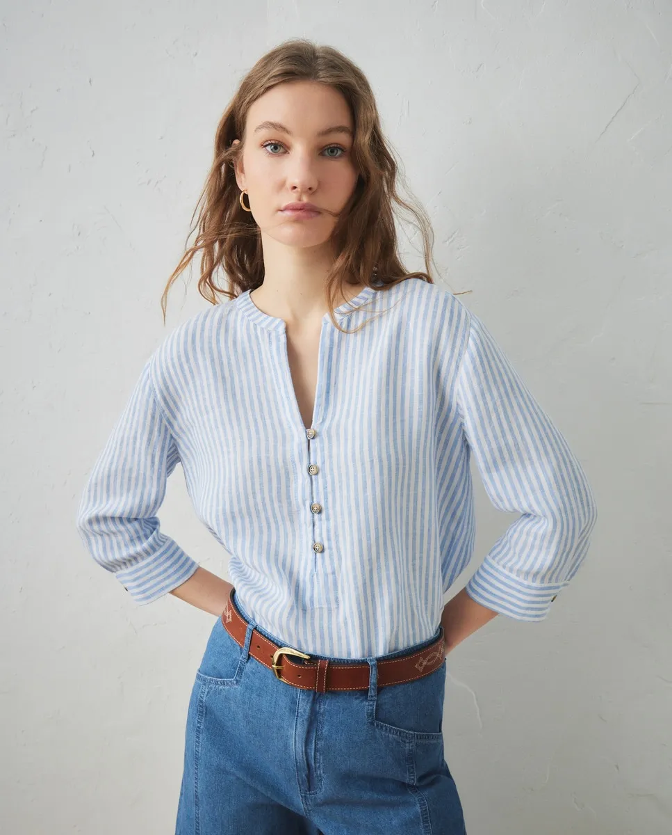 

Льняная блузка с принтом Lloyd's, синий