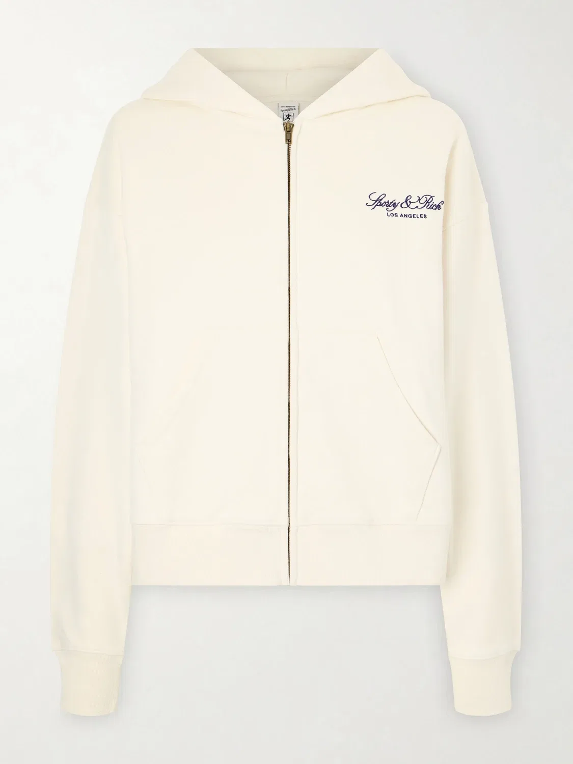 Куртка с капюшоном Vendome LA из хлопкового флиса с вышивкой Sporty & Rich, белый