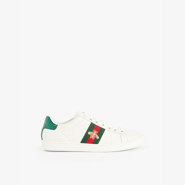 Кроссовки из кожи с вышивкой в виде пчелы Ace Gucci, белый