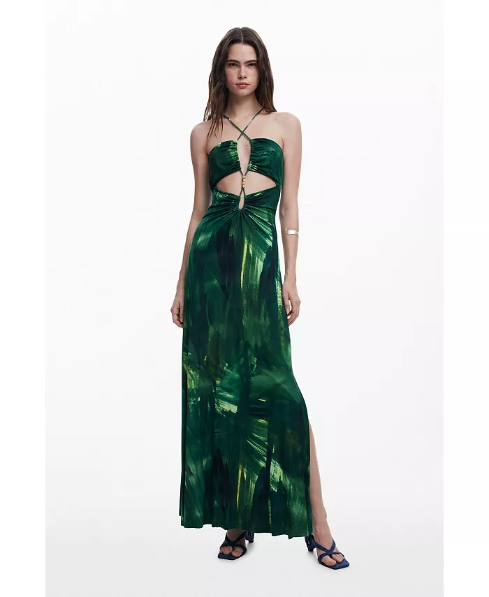 

Женское платье макси с вырезом Desigual, зеленый