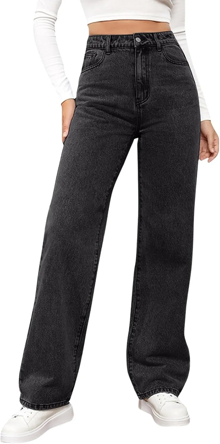 

Прямые джинсы для женщин с высокой посадкой Y2k ZsaeSM