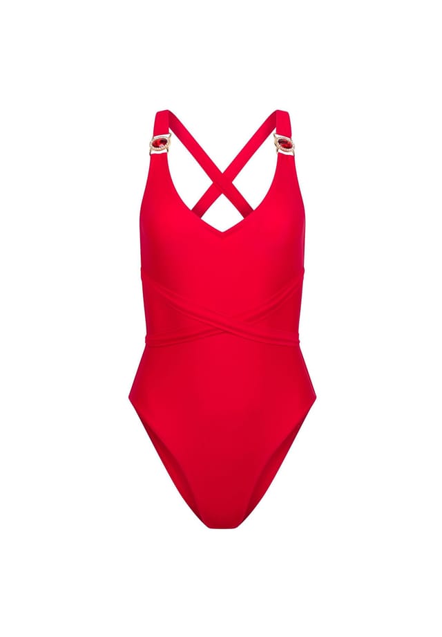 

Купальник Amour с отделкой из сверкающих камней Moda Minx, красный