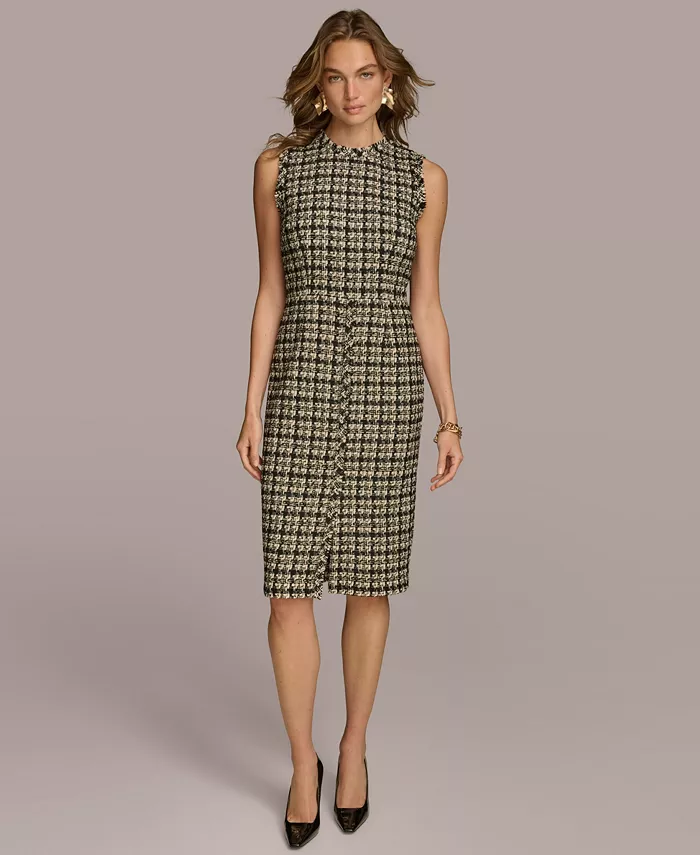 

Женское твидовое платье без рукавов Donna Karan New York, черный