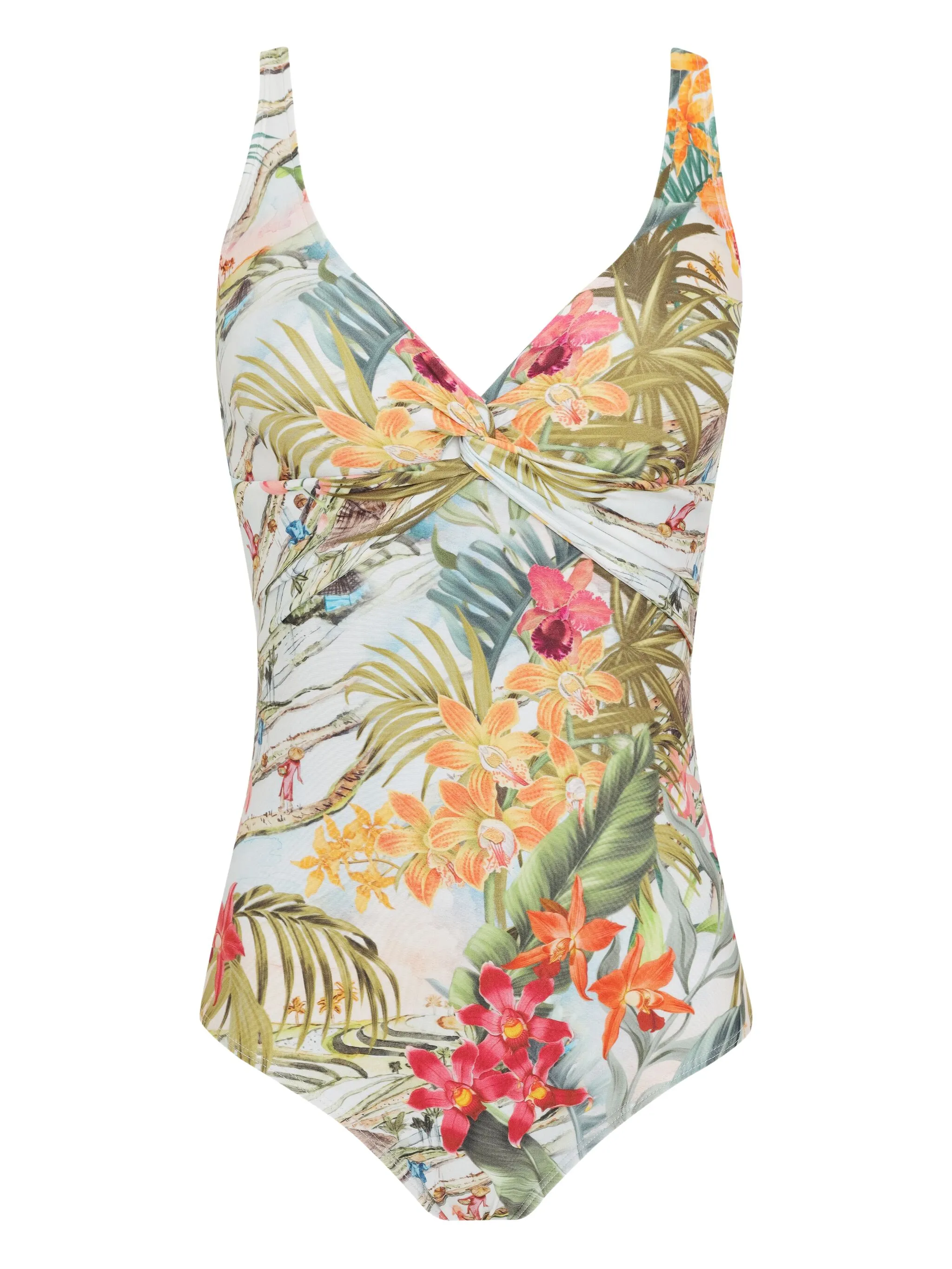 

Купальник с глубоким вырезом и цветочным принтом Lygia & Nanny, зеленый