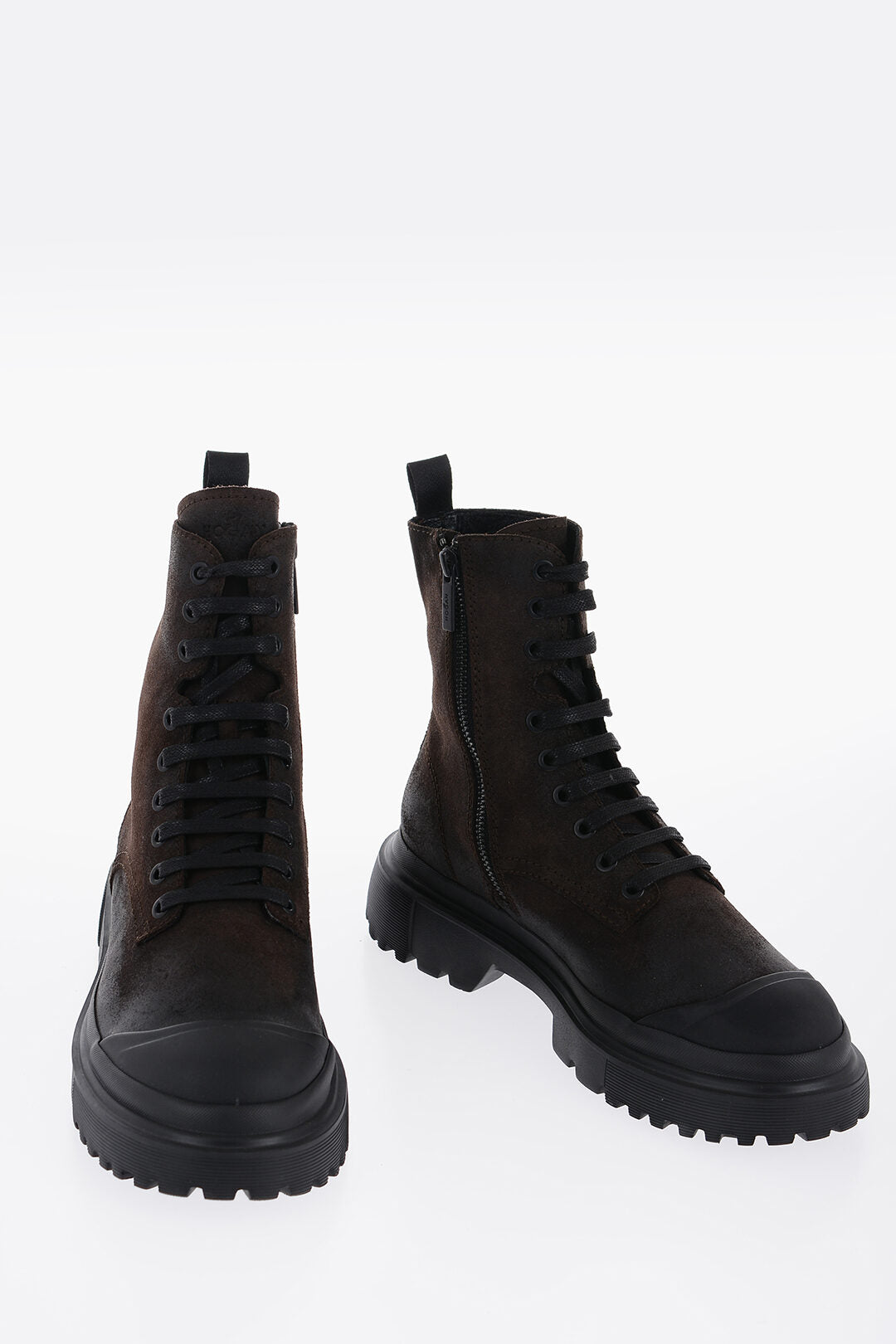 

Ботинки Hogan Suede Leather с танкеткой, коричневый