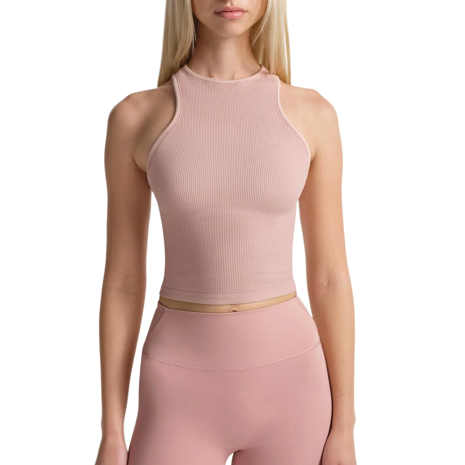 Топ женский SKIMS Ribbed Seamless Racerneck Nike, NSKM HIMALAYAN/NSKM ECRU