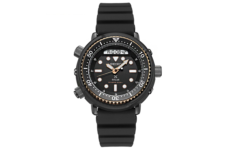 

SEIKO Мужские часы Prospe Solar Quartz с силиконовым ремешком и черным циферблатом
