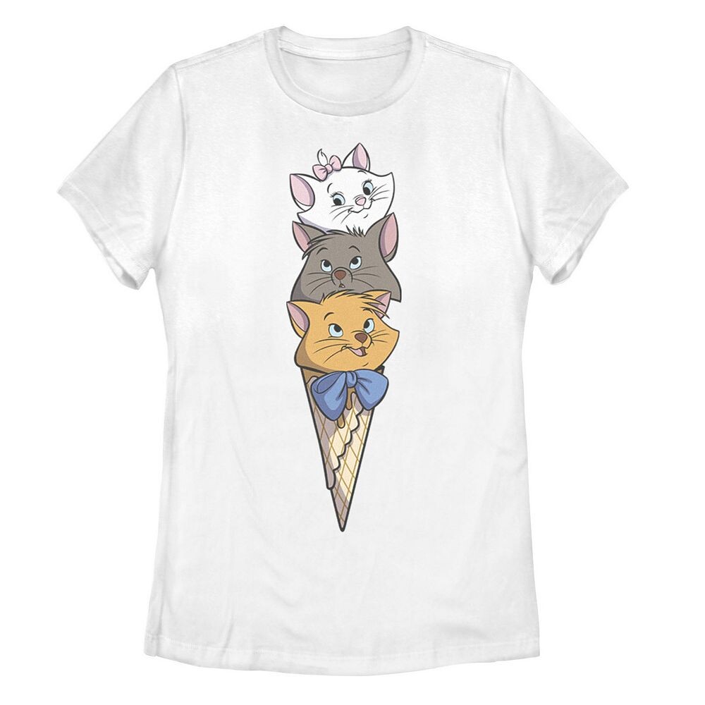

Детская футболка с рисунком Disney's The Aristocats Kitten Ice Cream Stack Licensed Character, белый