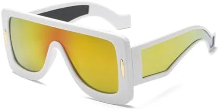 

Модные очки с крупной оправой 2026 года, авангардные женские солнцезащитные очки, стильные киберпанк-очки с защитой от УФ-излучения MTZJH, White Pink Red