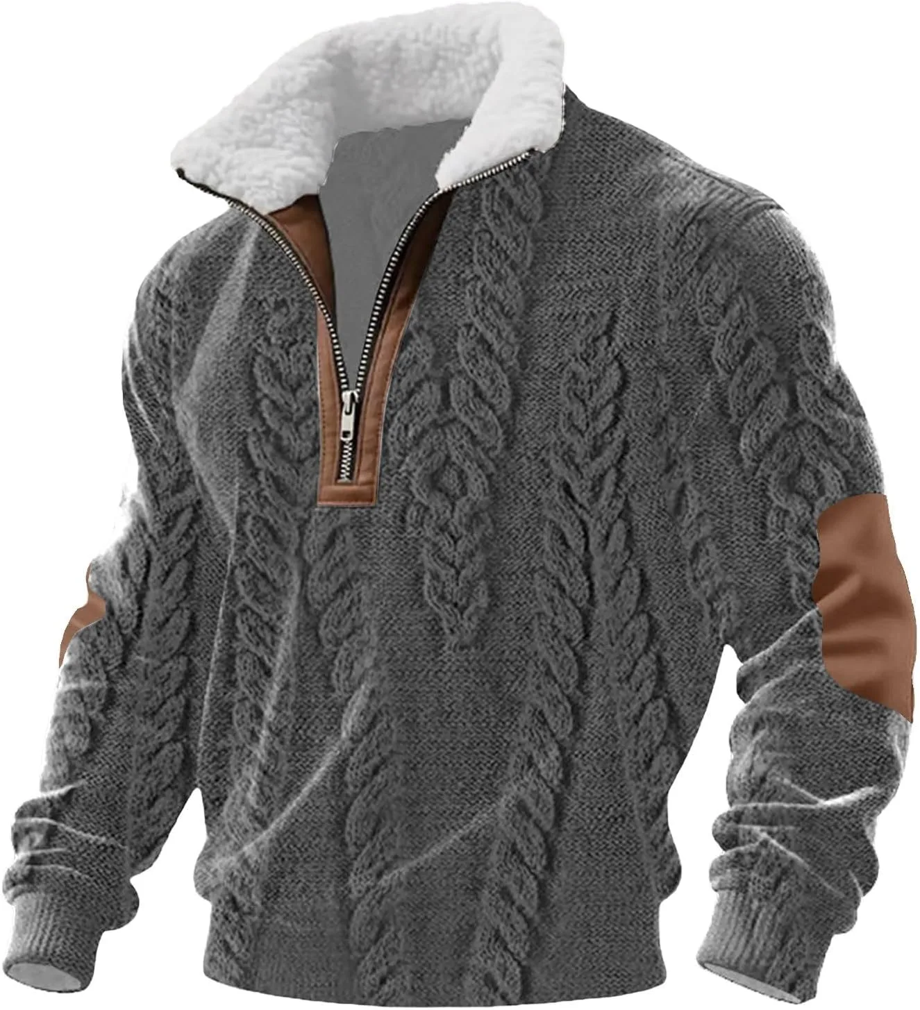 

Мужской свитер с воротником стойкой и этническим принтом