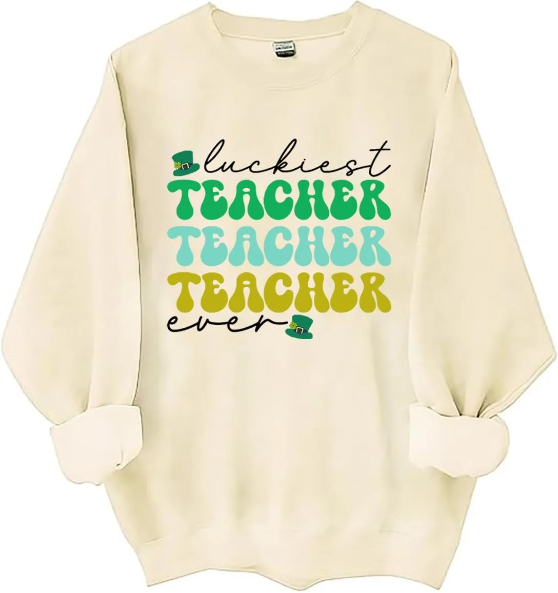 

Свитшот Luckiest Teacher Ever, ретро-худи ко Дню Святого Патрика LNDOCAI