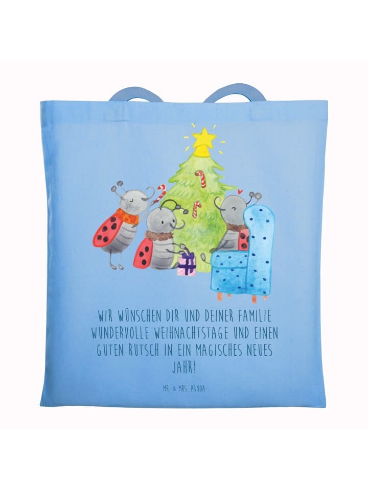 

Сумка Mr. & Mrs. Panda Tragetasche Weihnachten Smörle mit Spruch, небесно-синий