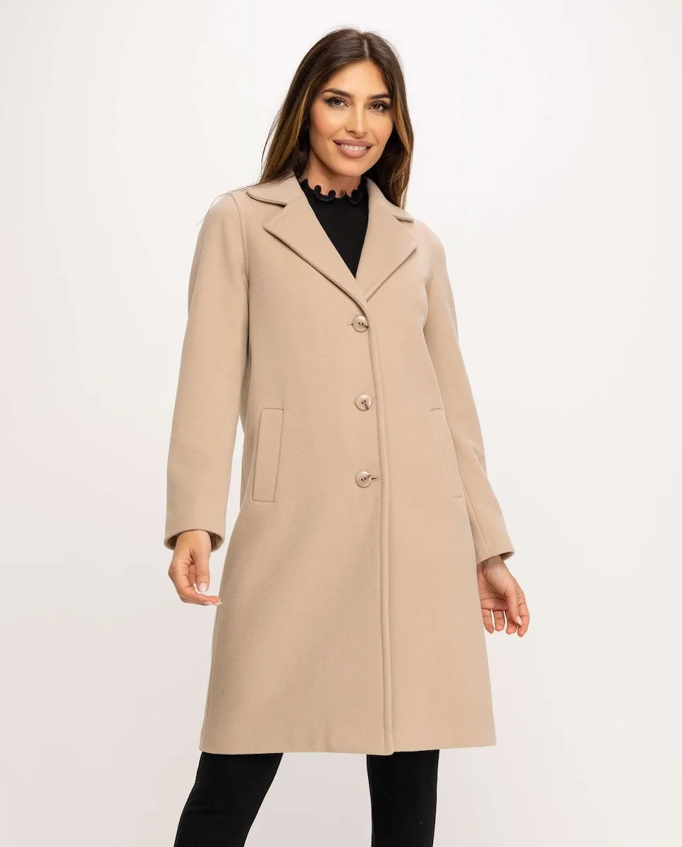 

Женское пальто с лацканным воротником и рукавами портного кроя Fsh, бежевый