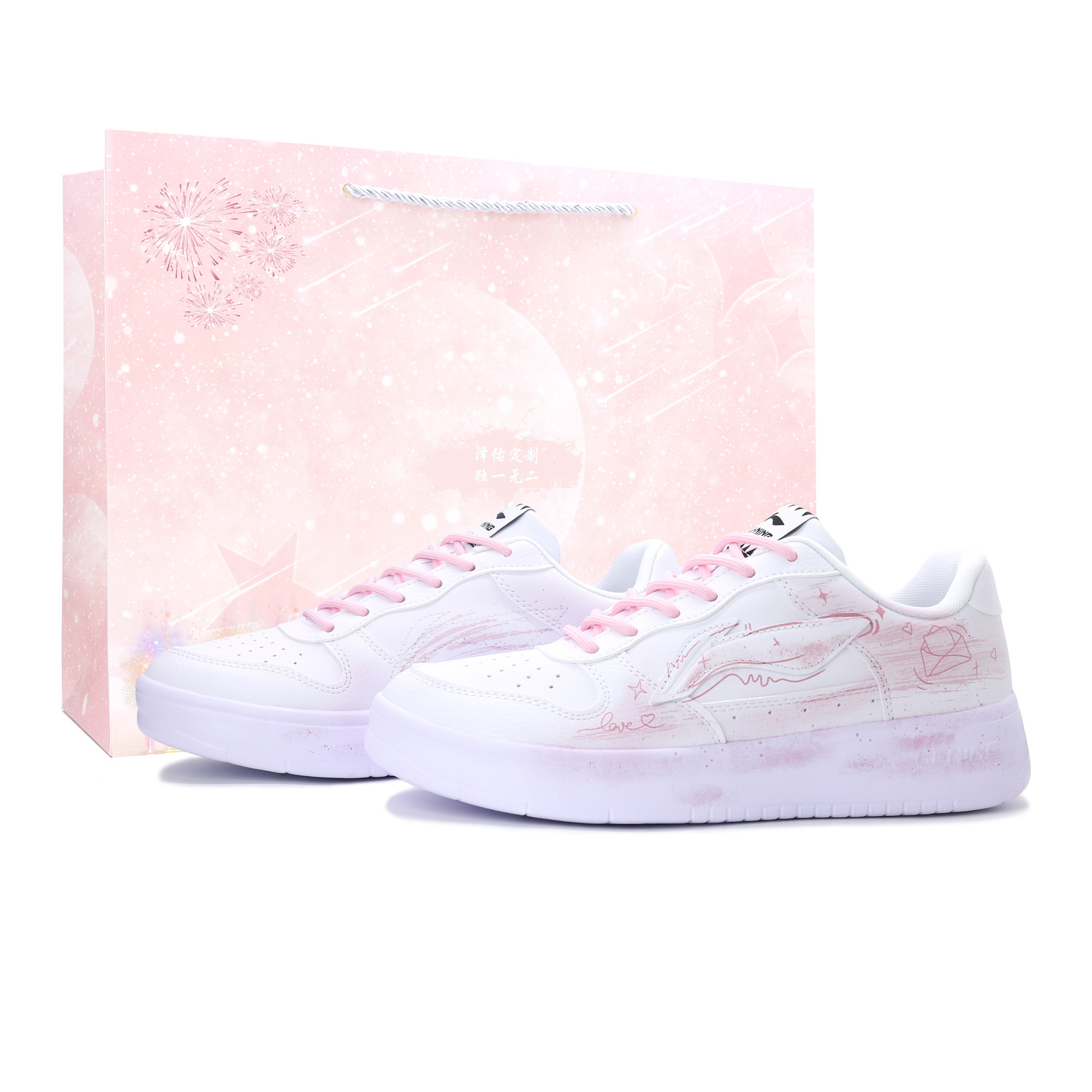 

Скейтерские кеды низкие Unisex износостойкие и легкие LINING, розовый белый