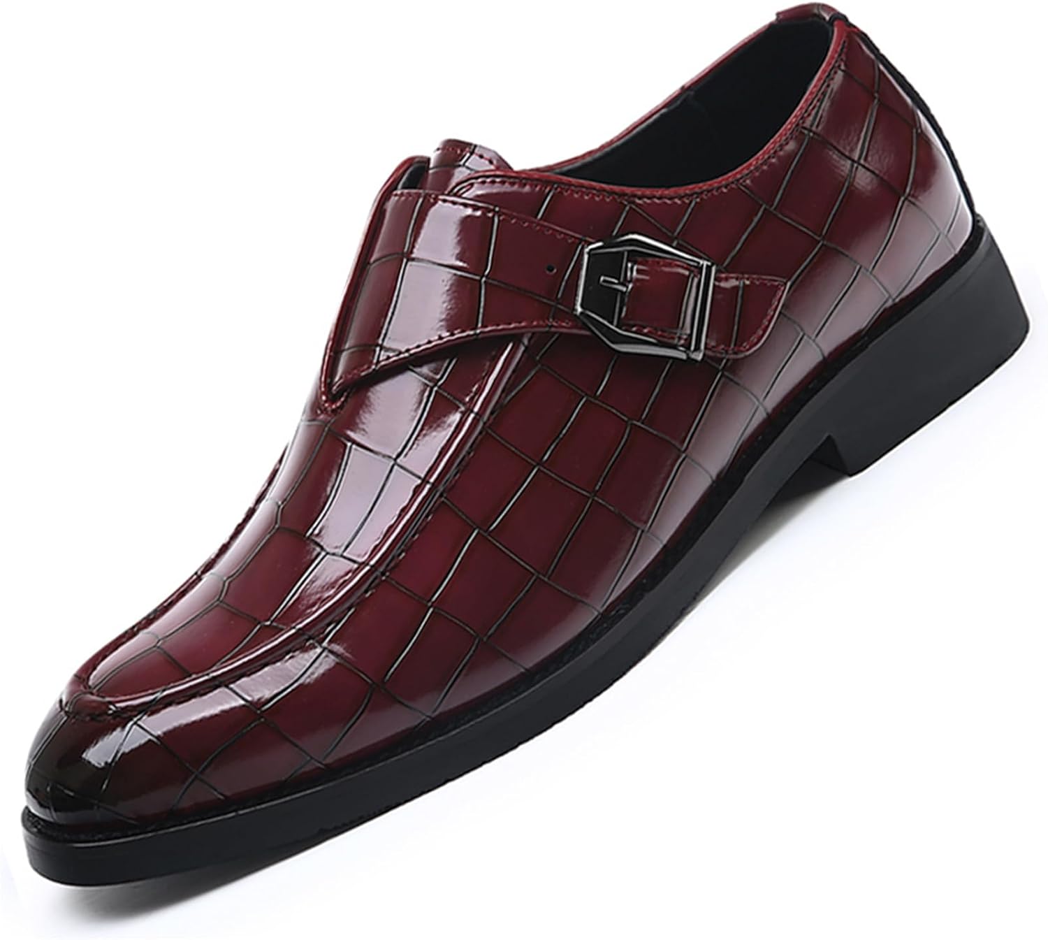 

Мужские туфли с монковой пряжкой, лоферы-слипоны для смокинга, для мужчин, формальные и повседневные Haoreya, бордовый