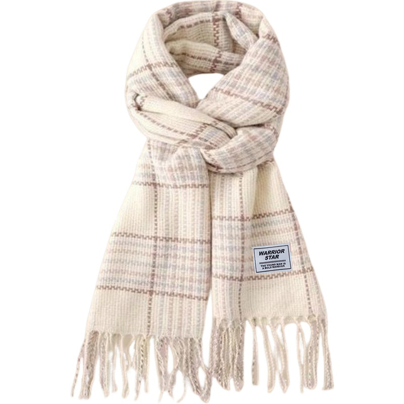 

Вязаный шарф из полиэстера для женщин Warrior, розовый белый plaid[artistic style sweet style]