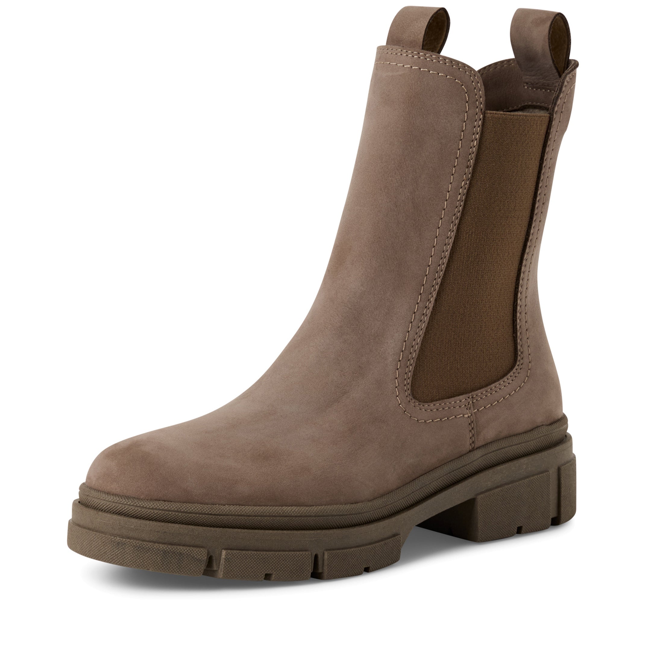 Tamaris женские высокие челси-ботфорты Dune Taupe из коричневой кожи на подтяжке TMRS — фото 3