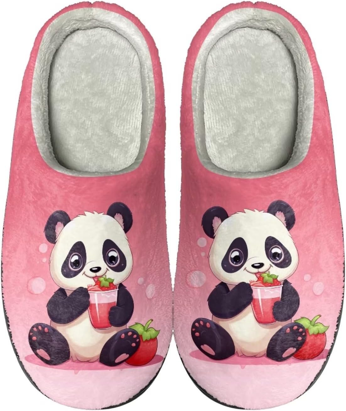 

Тапочки Xpyiqun для мужчин и женщин, зимние теплые домашние тапочки, нескользящие, мягкие и уютные, Strawberry Panda