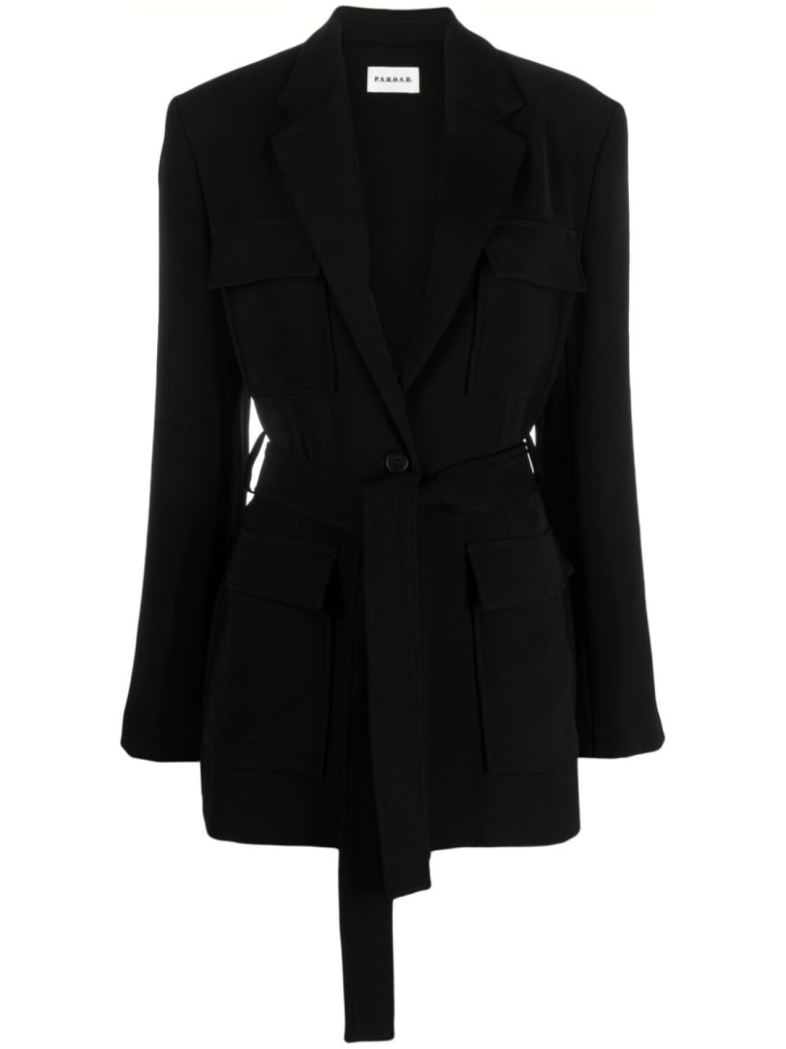 

P.A.R.O.S.H. belted single-breasted blazer, черный