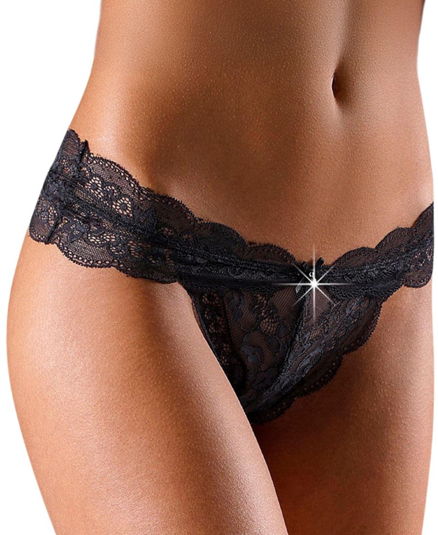 

Женские кружевные трусики с открытой промежностью LASCANA, Black
