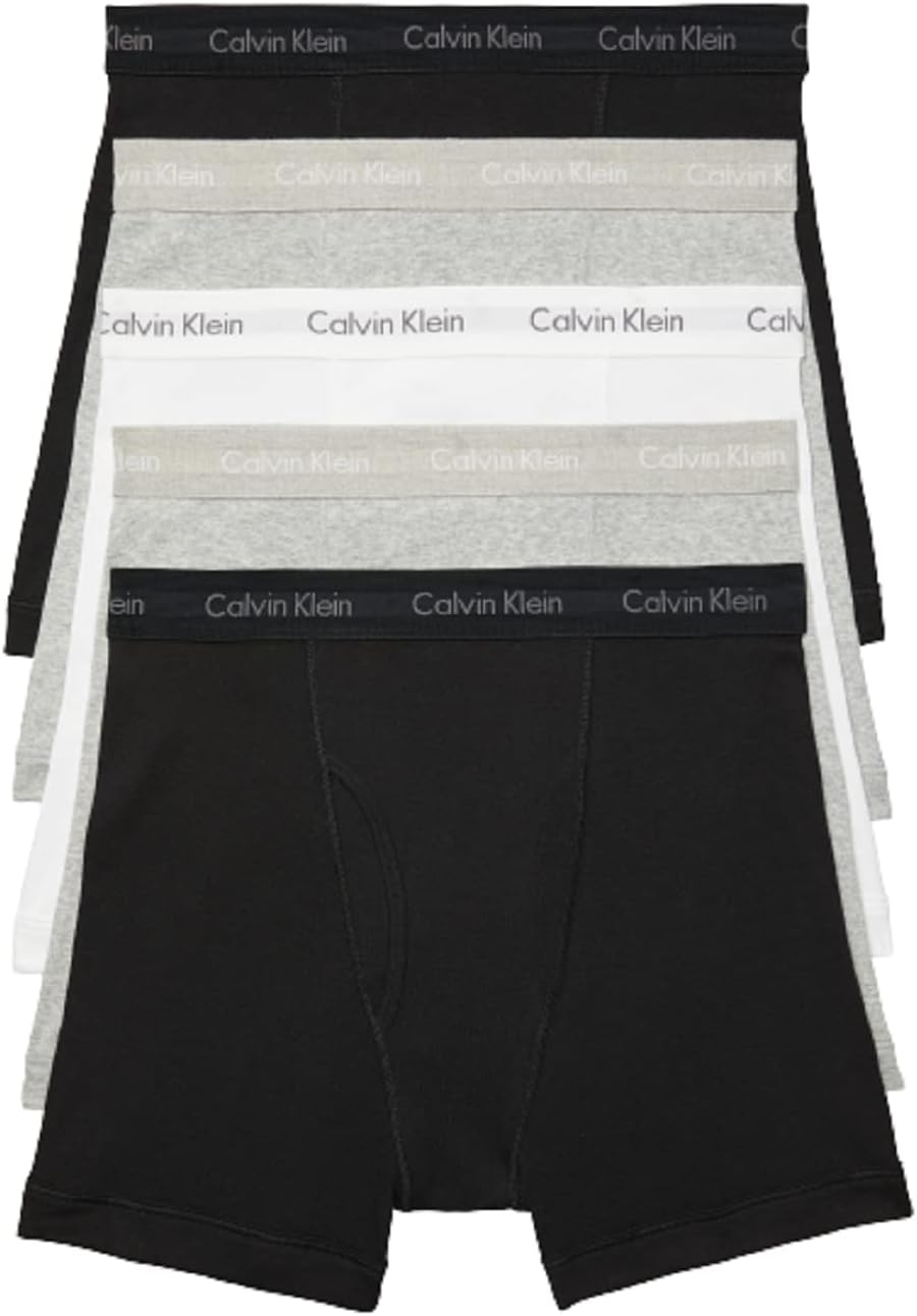 

Комплект из 5 мужских трусов-боксеров Calvin Klein Cotton Classics, 2 Black, 2 Heather Grey, 1 White