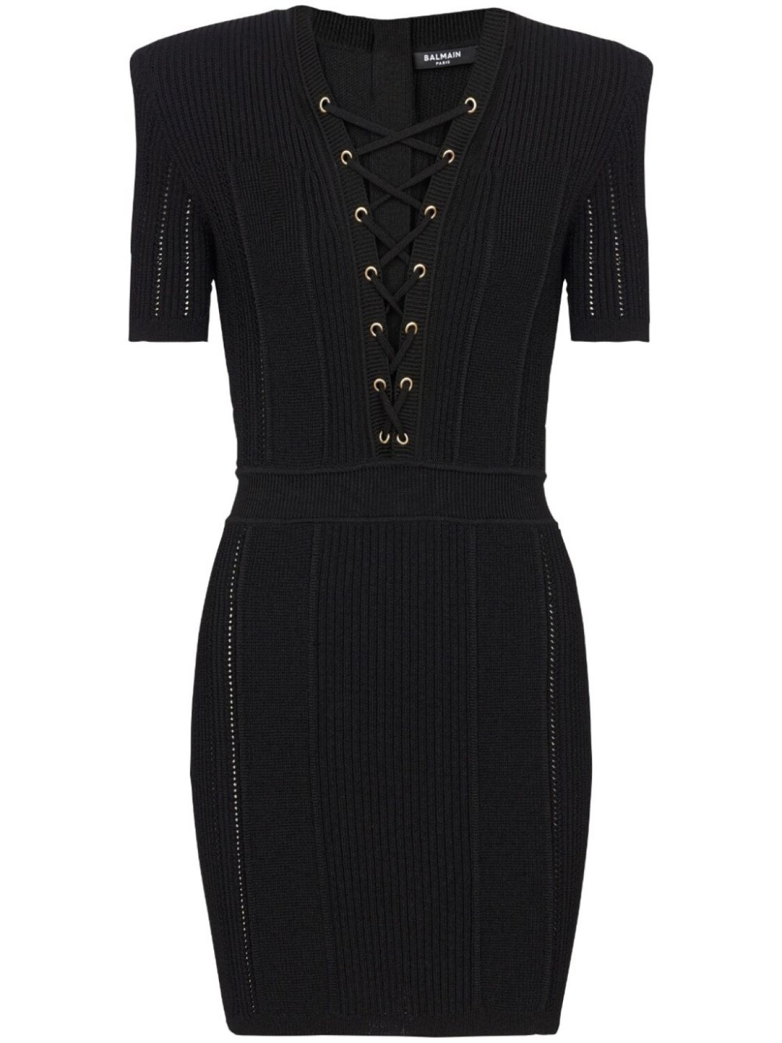 

Balmain платье мини со шнуровкой и V-образным вырезом, черный