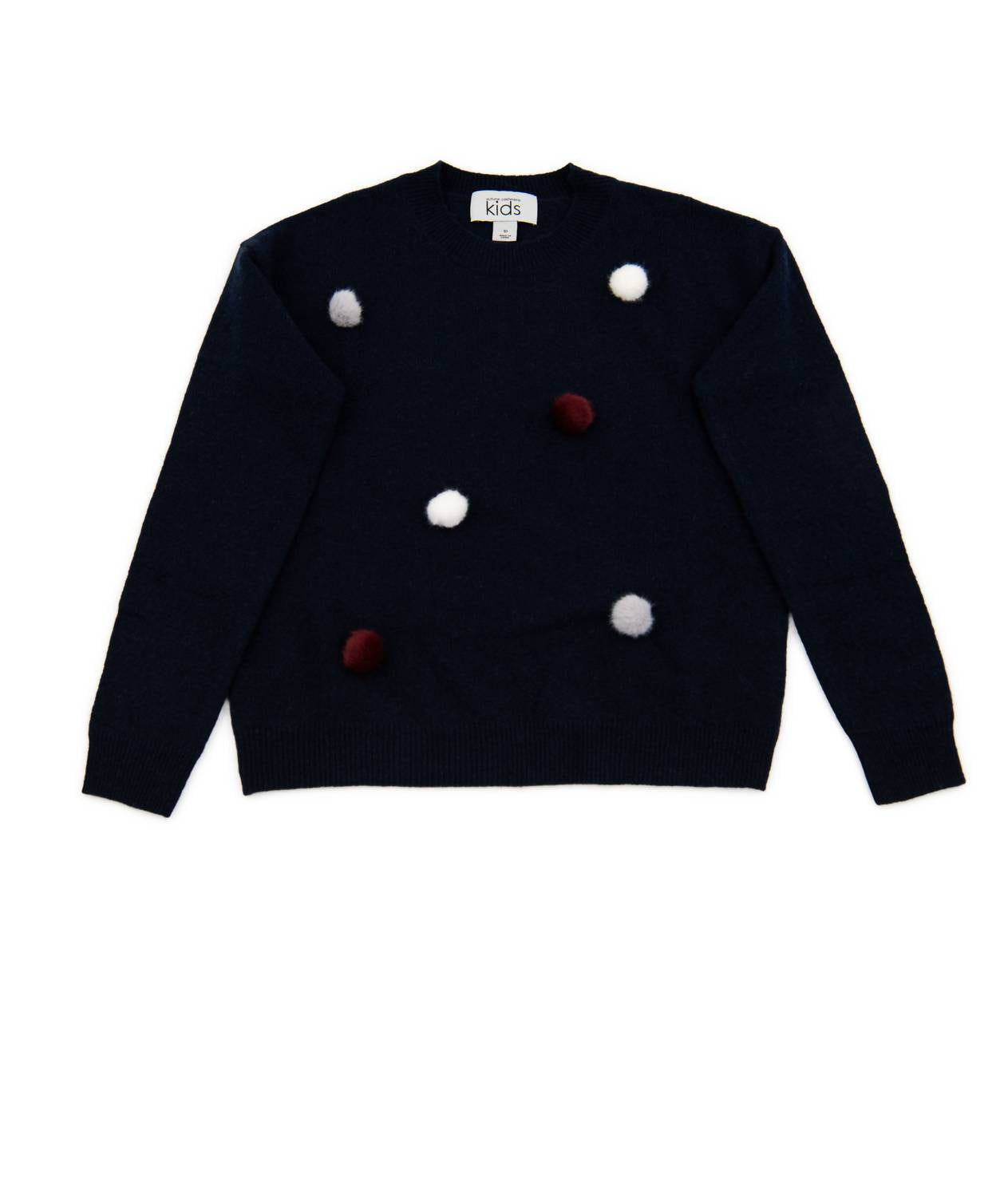 

Детский свитер с помпонами для девочек в цвете Navy Autumn Cashmere