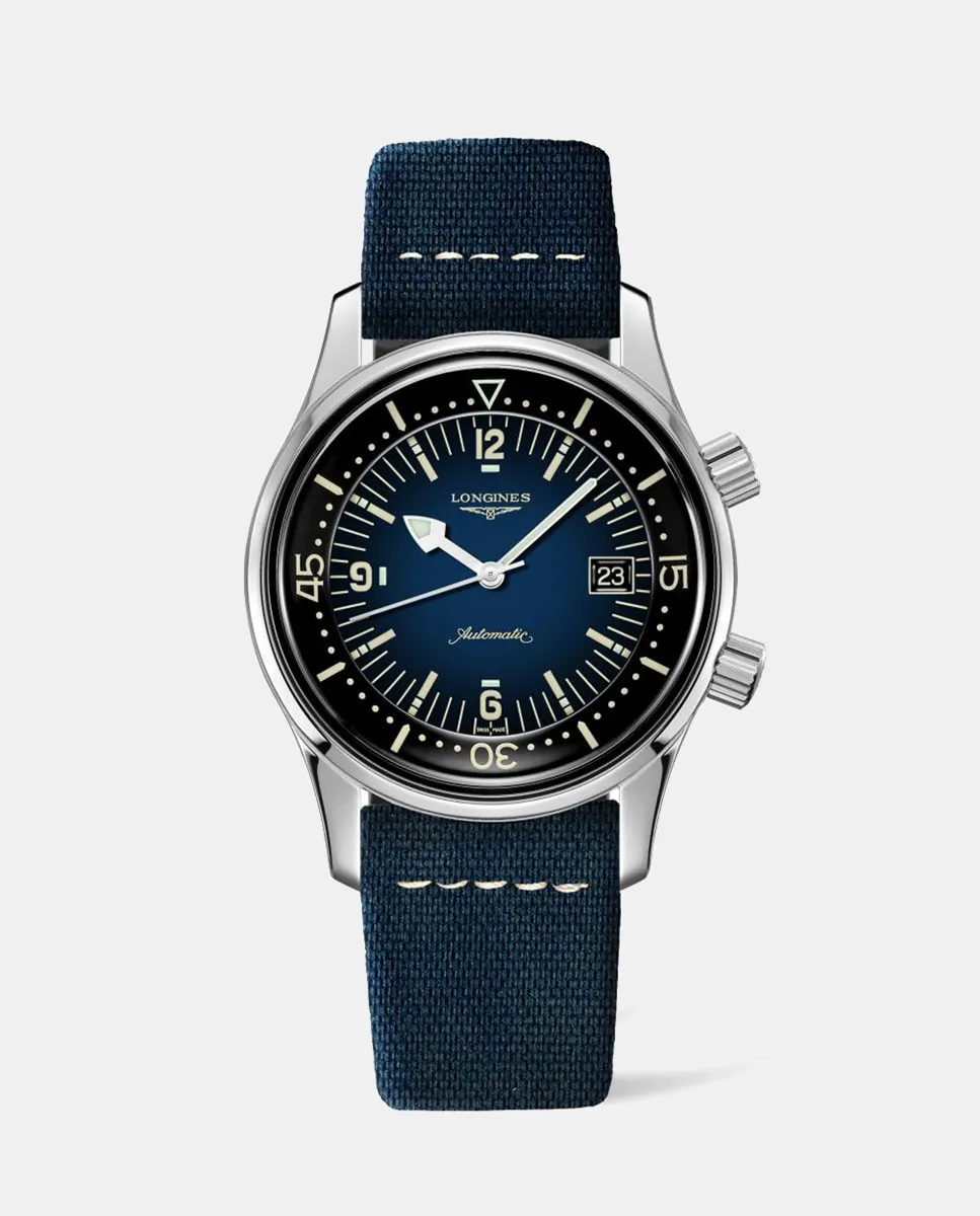 

Часы Longines Legend Diver Watch L37744902 с автоматическим кожаным ремешком для мужчин, синий