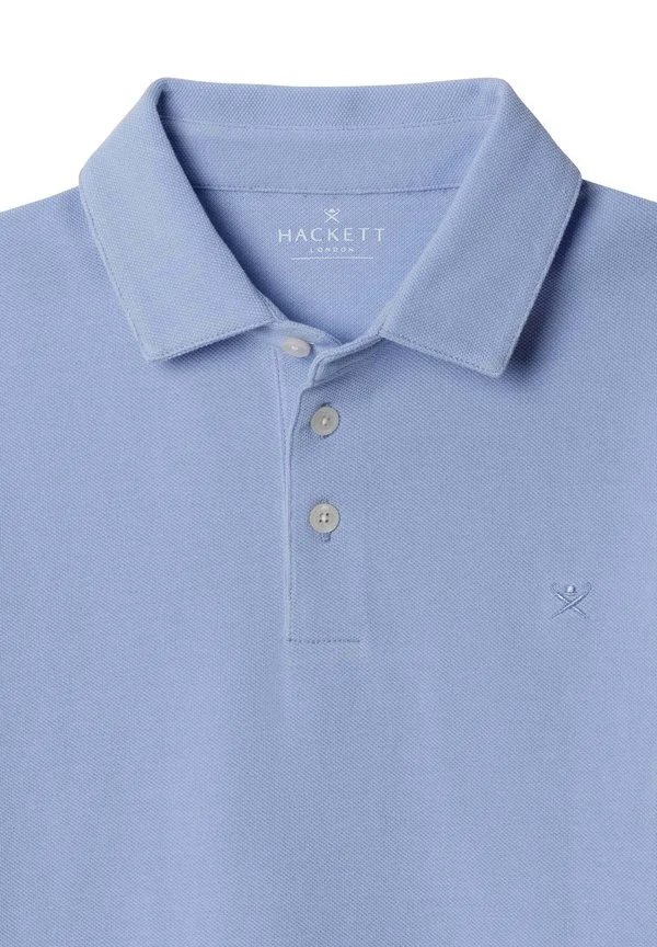 Однотонная рубашка-поло пике ss Hackett London, Summer Blue — фото 3